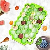 Clazkit Flexible Silicone Honeycomb 37 Cavity Ice Cube Tray for Freezer Moulds