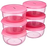Solimo Plastic Nestable Round Container Set of 6 900 ml Pink