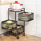 Rasvesh MultiPurpose Trolley Storage Organizer and Kitchen Accessories Items for Kitchen Storage Rack Square Design Fruits Vegetable Onion Cutler 3 Tier
