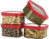 Floraware Food Safe Plastic Multiuse Square FitLock Airtight Storage Jar Grocery Container 450 ml set 4 BPA free Pink