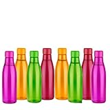 Floraware Food Grade Premium Plastic Fridge Round Water Bottle Drinking Bottle 1000ml Pack of 8 Multicolour
