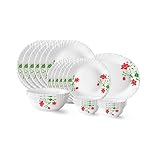 Amazon Larah by Borosil Hazel Fluted Series Opalware Dinner Set 21 Pieces for Family of 6 1213