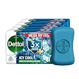 Dettol Icy Cool Bathing Soap Bar With 3x intense cooling 750gm 150gm Pack of 5