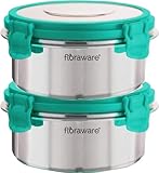 Floraware Stainless Steel Insulated Airtight LeakProof Lunch Box Unbreakable Lid Snacks Tiffin for Kids Light Weight Easy Clean for Office School Picnic Travelling Set 2 500 ml Sea Green