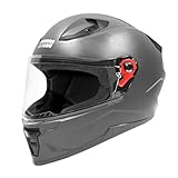 STUDDS Raider Street ISI Certified Full Face Helmet for Men and Women with Clear Visor Grey L
