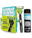 Bombay Shaving Company Sensi Smart 3 Razor and Charcoal Shaving Foam Combo