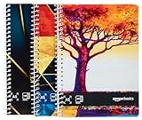 amazon basics Metal Spiral Notebooks A5 Size 160 Sheet High Bright Paper Single Ruled Thick Black Covers Pack of 3 Assorted Colours