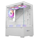 ZEBRONICS Iceberg Premium Gaming Chassis with Support for mATX Mini ITX Wraparound Tempered Glass 120mm Multicolor LED Ring Fans Top Magnetic Dust Filter 5 Fans Included White