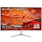 ZEBRONICS EA124 LED Monitor 24 inch 604cm 250 nits 100Hz FHD 1920×1080 HDMI VGA Ultra Slim Bezel Builtin Speakers Metal Stand Wall Mountable