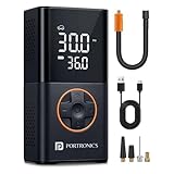 Portronics Vayu 30 tyre Inflator with 150 PSI Pressure 4000 mAh Battery Digital Display Pressure Detection Air Pump Compressor for Cars Bikes Bicycles BallsBlack