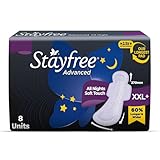 Stayfree Advanced XXL Thin Sanitary Pads for Women 8 Soft Cotton Pads for All Night Ultra Comfort Absorbs 2x More with Wider Back Prevent Rashes Odour Control