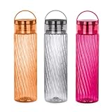 Attro O2 Spring 1000ml Water Bottle with Easy to Carry Handle Leakproof BPA Free Plastic MaterialSet of 3 Assorted