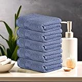 Urbane Home Pack of 5 Cotton HandFace Towels for Men Women Easily Washable Workout Gym Napkins for Men Pocket Towel Dark Blue