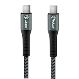 Tukzer Fast Charging USB C to USB C 100W 480 Mpbs Data Sync Nylon Braided Cable with EMark Chip for SamsungS24S23 UltraFlipFold 5GiPhone 1615ProMaxMacbookiPadLaptopsOneBlackGrey12M