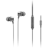 Lenovo 110 Analog inEar Wired Earphone with 35 mm Audio Jack Noise Isolation Builtin Mic Inline Controls Comfortable Fit Grey Universal Compatible Earbuds for Music Calls