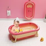 Lifelong Cuppy Foldable Baby Bath Tub for 03 Years Spacious Bathtub for Baby Newborn to Toddler AntiSkid NonSlip Strong Foldable Legs Easy Drain Store Vibrant Red LLCBBT21