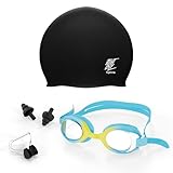 Lifelong Swimming Combo Kit for Kids 5 Years Swimming Goggles Swim Cap with Earplug Noseclip Easy Fit Swimming Accessories Waterproof Swimming Cap AntiFog GlassesBlue