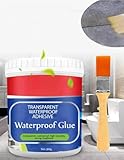 TEKCOOL Crack Seal Glue 300gm with Brush Transparent Waterproof Resin Epoxy for Roof Leakage Crack Seal Agent Roof Water Leakage Solution Water Proof Glue for Waterproofing 300 GM 1 PACK