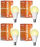 Halonix 12W LED Light Bulb Yellow 3000K Pack of 4Energy Efficient 4kv Surge Protection High Lumens per watt B22
