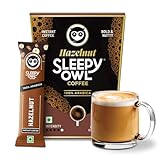 Sleepy Owl Hazelnut Freeze Dried Coffee Sachets 20g Pack of 10 x 2g Instant Coffee Powder Sachets 100 Arabica Beans Aromatic Coffee Pouch Rich Smooth Easy to Use Carry