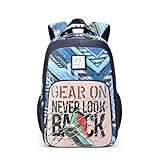 Gear Frolic 1924L Large Water Resistant School BagCasual BackpackDaypackLaptop Bag for BoysGirls Blue Cream