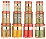RILION Storage Container Set 12 Pieces with Spoons Airtight Kitchen Organiser 1200ml650ml350ml Rose Gold