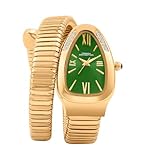 French Connection Eternelle Curve Green Dial with Rose Gold Case Flexible Wrap Bracelet Strap Crystal Accent Design Roman Numerals Analog Watch for Women FCN0142NGM