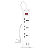 Honeywell 3 Outlet Extension Board with Master Switch 6 Amps 250V 1xType C 2xUSB 3 International Sockets Pure Copper 6 Advanced Safety Features 2 Mtr Power Cord BIS Certified 1 yr Warranty