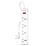 Honeywell 4 Outlet Extension Board with Master Switch 6 Amps 250V 4 International Sockets Pure Copper 6 Advanced Safety Features 2 Meter Power Cord BIS Certified 1 Year Warranty