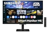 Samsung 27 M5 Smart Monitor with Smart TV ExperienceFHD 1920 x 1080Screen MirroringIPS Panel TV PlusSpeakersAdaptive SoundWiFiHDMIBluetoothLS27FM500EWXXLBlack