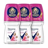 Rexona Lotus Flower Shea Butter Antiperspirant RollOn for Women 72H Odour Protection Limited Edition Pack ICC Womens Cricket World Cup India 2025 50 ML Pack of 3