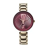 Fastrack Chrome K Quartz Analog with Maroon Dial Titanium Brass Solid Strap Watch at 2949
