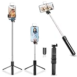 Kratos Selfie Stick 3 in 1 Multifunctional Design Rechargable LED Light with Two Brighness Levels for Make up Selfie Photo Shoot Selfie Stick with Bluetooth Remote 70cm with Light