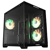 Zebronics Cube Gaming PC Cabinet 240mm Radiator Support mATXITX Compatibility 270 Tempered Glass Magnetic Dust Filter Bottom PSU Mount Clean Dual Chamber Layout Mercury 15 Black