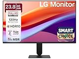 LG 24U411AB Smartchoice 60 cm 24inch Full HD 1920 x 1080 IPS Monitor 3Side Virtually Borderless 1ms MBR 120Hz sRGB 99Typ HDR10 Reader Mode Flicker Safe VGA HDMI Slim Stand Black