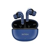 Intex Buds AERO TWS Bluetooth Earbuds with AI ENC Deep Bass 13mm Driver TypeC Fast Charging 32H Playtime Low Latency Touch Control Voice Assistant Wireless Earphones Dark Blue