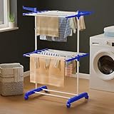 Happer Premium 2 Layer Cloth Drying Stand Compact Jumbo Blue Plastic