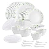 CELLO Tropical Lagoon Dazzle Series Opalware Dinner Set of 35 Pieces For Family of 6