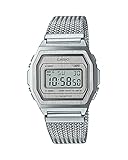 Casio Unisex Vintage A1000MA7DF Silver Digital Dial Silver Stainless Steel Mesh Band