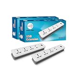 Wipro USB extension cord with 2 mtr cord length 3 Universal socket and 2 USB port spike guard Child safety Auto cutoff Fire resistant Pack of 2