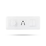 Wipro Northwest Venia Switch Combo of 6M Plate 1M 6A Switch x2 6A 3Pin Socket 5 Step Fan Regulator White Kit 11