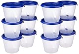 Solimo Nestable Stackable Polypropylene Container Set Round 1000 ml Set of 12 Blue