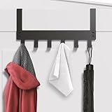 APPUCOCO Over The Door Hook Hanger Hanging Organizer Rack Steel Door Hook Hanger Wall Hook Rack 6 Hooks