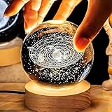 Desidiya Universe Crystal Ball Night Light24 Inch Glass Ball Night LED Lamp with Woodern Base