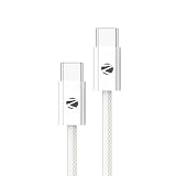 ZEBRONICS Type C to Type C Strong Braided Cable 60W PD Fast Charging for iPhone 16 Series 15 Series iPad MacBook Samsung Other Android Devices Data Sync 1 Meter ZEBTT60 White