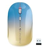 ZEBRONICS Poise Rechargeable Wireless Mouse Dual Mode 24GHz BT Upto 1600 DPI Silent Operation 4 Buttons Comfortable Ergonomic for Mac Laptop Computer Gradient Blue