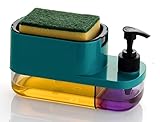 MARKWELL Plastic 3 in 1 Dish Soap Liquid Pump Dispenser Sponge Holder