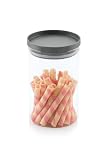 ATTRO Glassox StackO Borosilicate Round Glass Storage Jar with Airtight PP Lid Odorless Durable and Safe Food Storage Jar Container 1000ml
