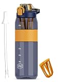 Clazkit 1600 ML Tritan BPA Free Water Bottle with Travel Mugs and Scale Leak Proof Durable NonToxic Perfect for Home Office Gym and Outdoor Sports Color May Vary