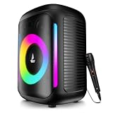 boAt PartyPal 30 25W Signature Sound RGB LEDs Wired Mic for Karaoke Up to 6H Battery TWS Mode Multi Connect Bluetooth Speaker Wireless Speaker Portable Speaker Premium Black